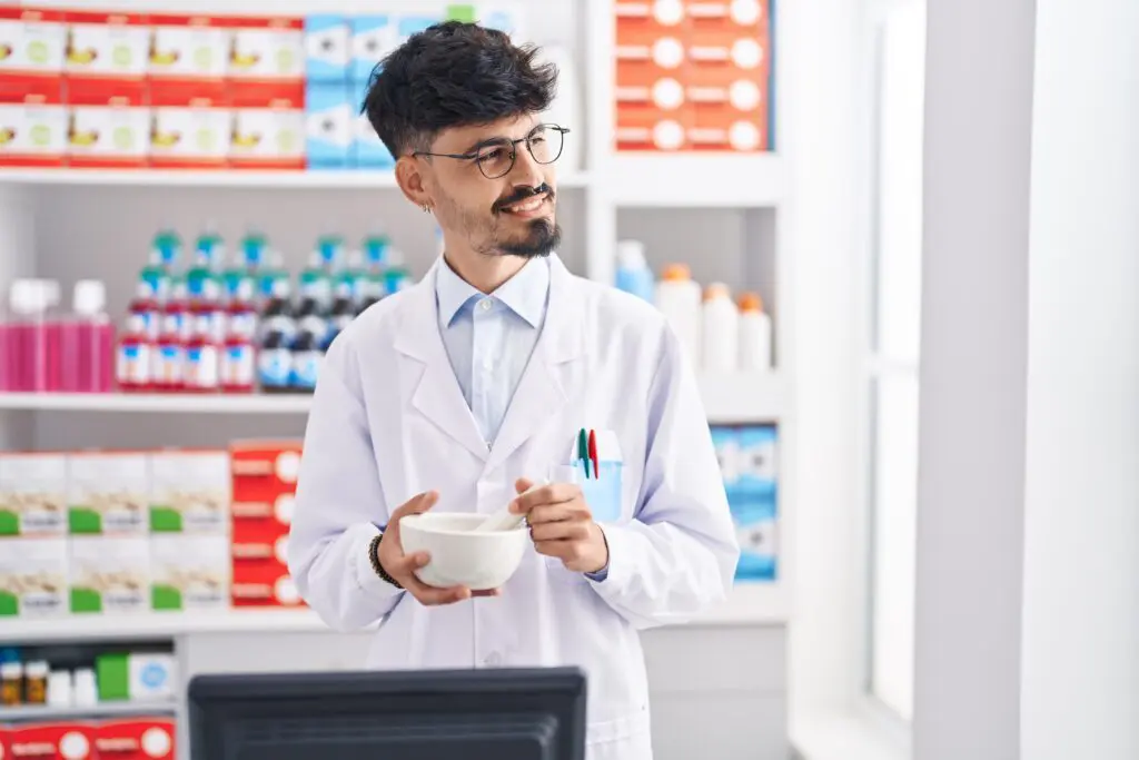 Male Pharmacy Assistant working in a Pharmacy