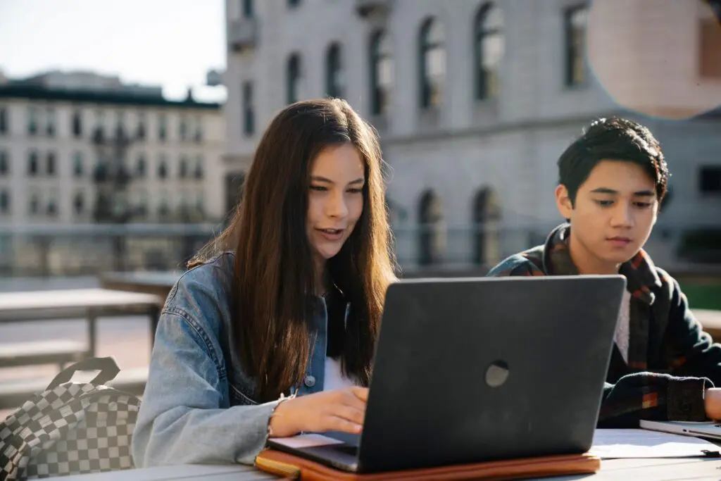 Native American student studying online