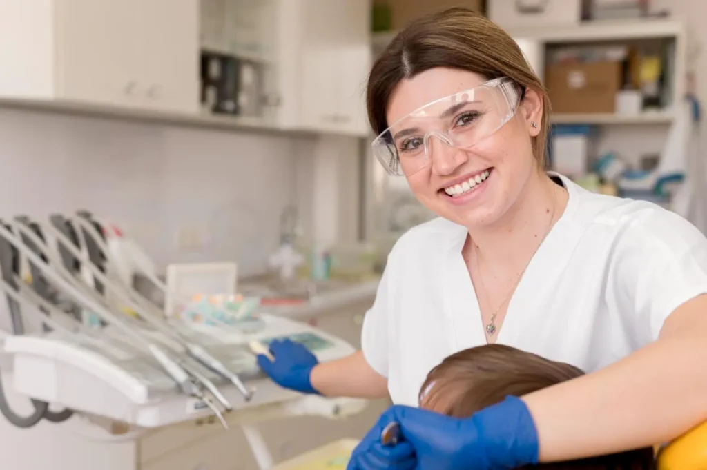 dental office administrator working in a clinic