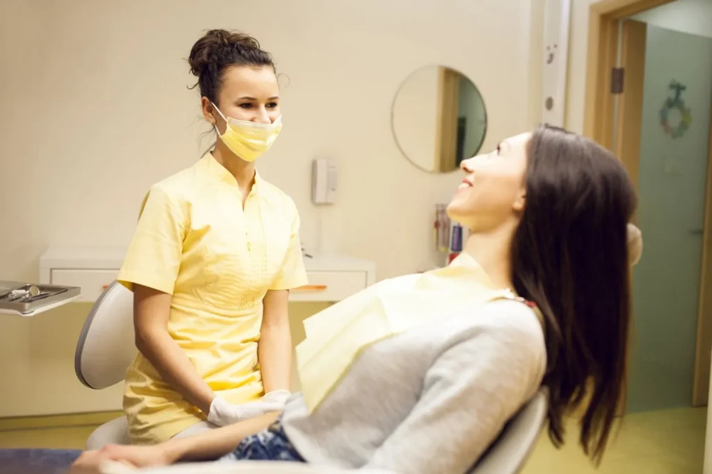 dental office administrator working in a clinic
