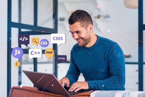 Male Software Developer  working on a software development project 