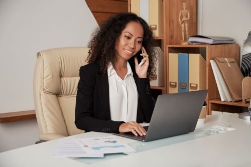 Female administrative assistant while working