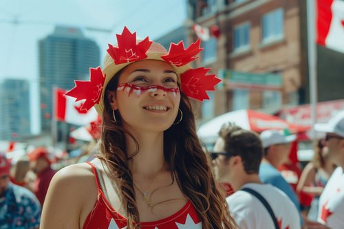 Female newcomer enjoying Canada