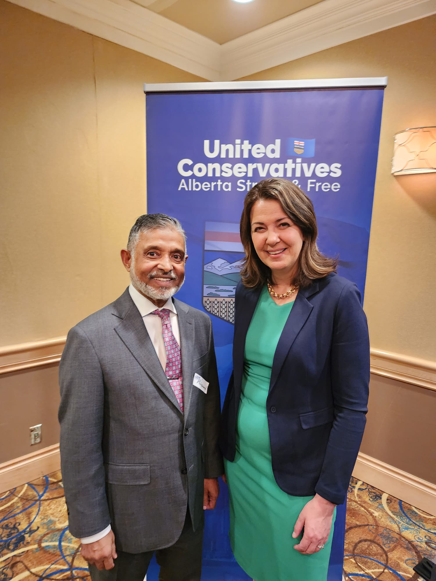 ABM College President Dr. Mohammed Baten with Premier of Alberta, Danielle Smith