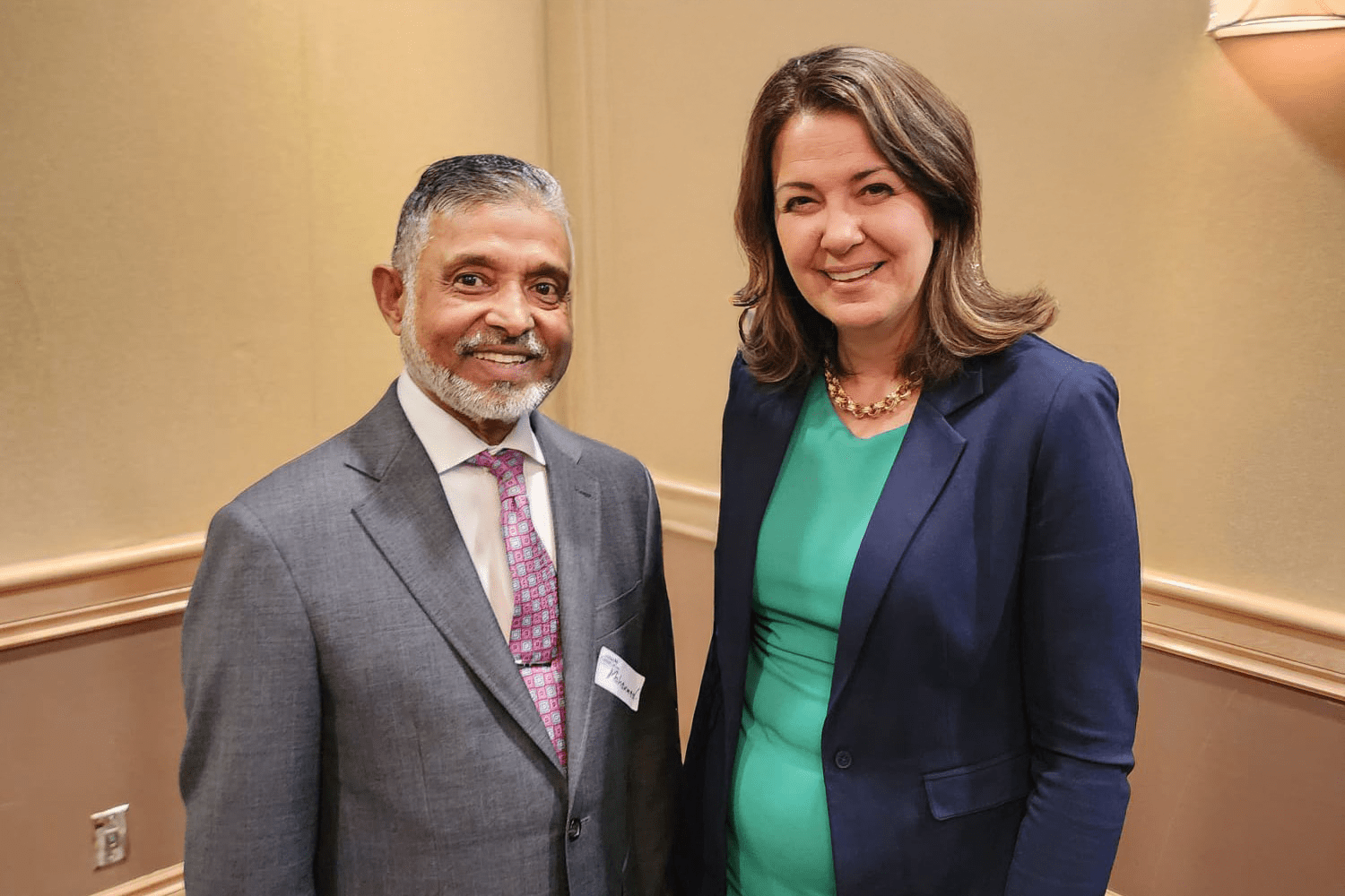 ABM College President Dr. Mohammed Baten with Premier of Alberta, Danielle Smith