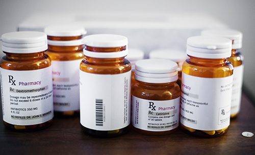 Prescription bottles from a local pharmacy