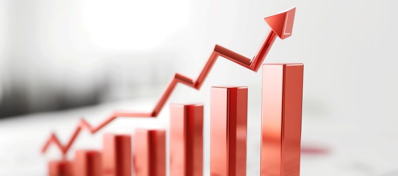 Business growth graph showing an upward trend for cybersecurity careers