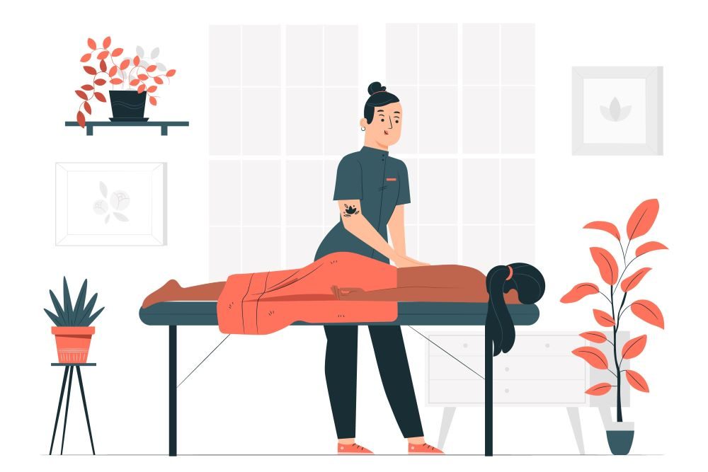 A massage therapist helps relieve pain and stress by focusing on pressure points.