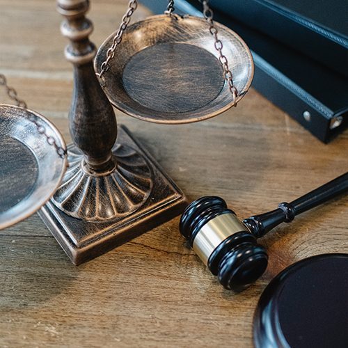 The scales of justice adorn a judge